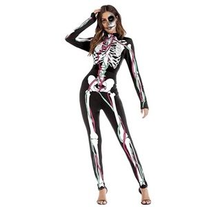 Women’s Skeleton Cosplay Printed Bodysuit Costume